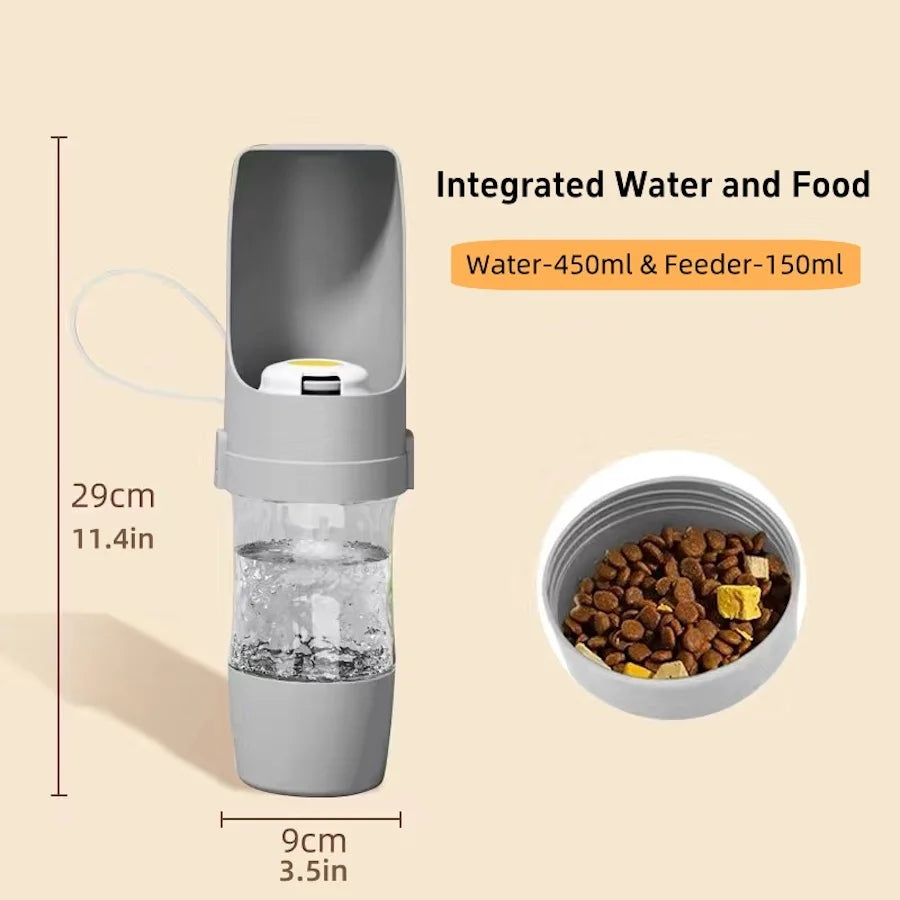 Cosypaws™ 2-in-1 Reise-Trinkflasche – Wasser- und Trockenfutterflasche für Hunde und Katzen