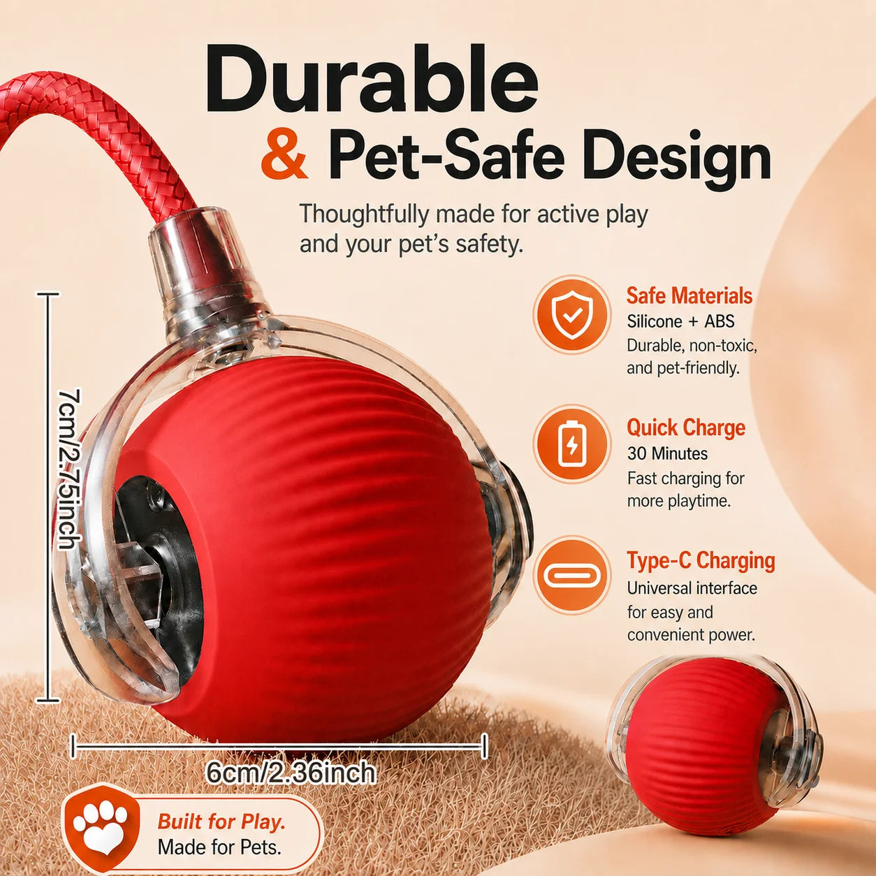 Cosypaws™ Interaktiver Automatikball – Wiederaufladbares Spielzeug für Hunde & Katzen