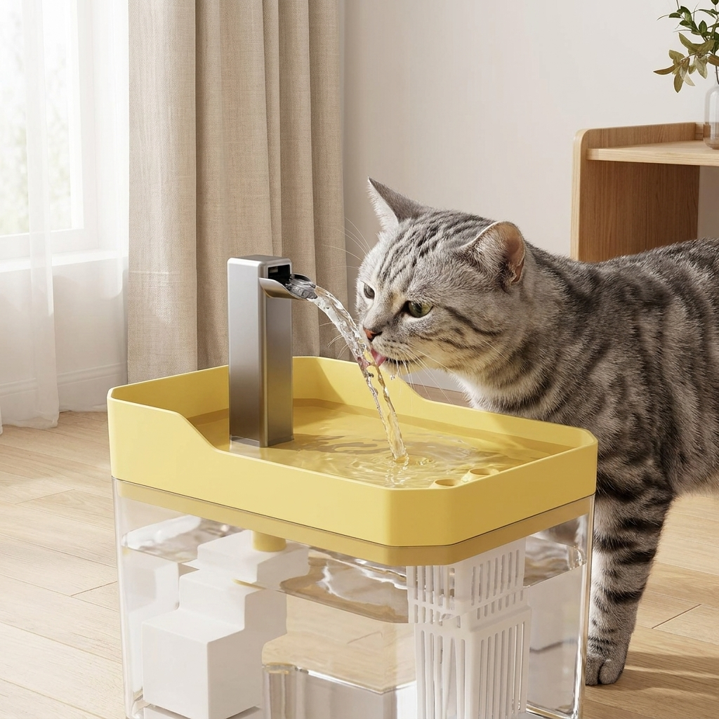 Fontaine à eau automatique Cosypaws – chat buvant l'eau fraîche